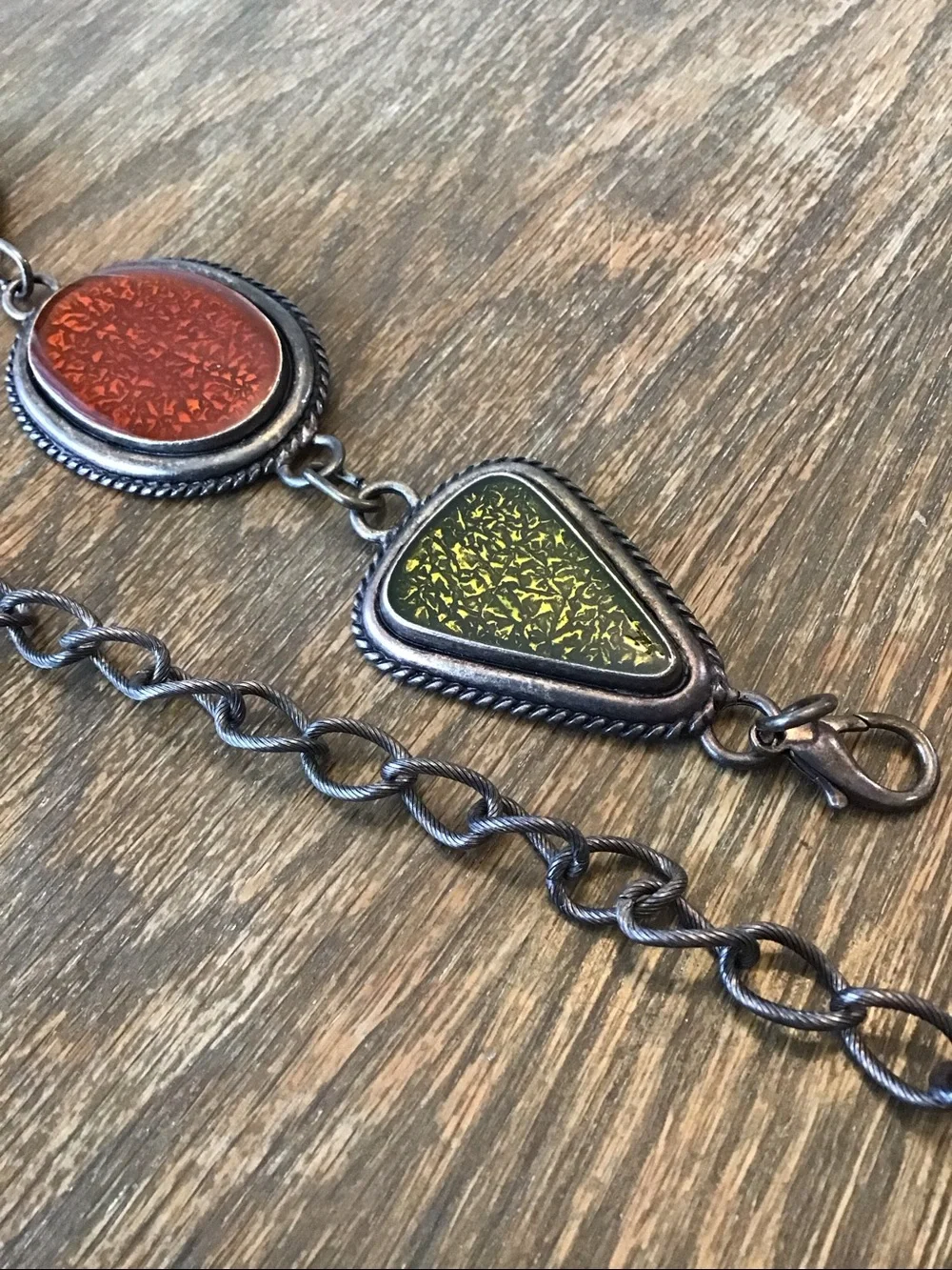 Vintage Chico's multi-color art glass or enamel station chain belt